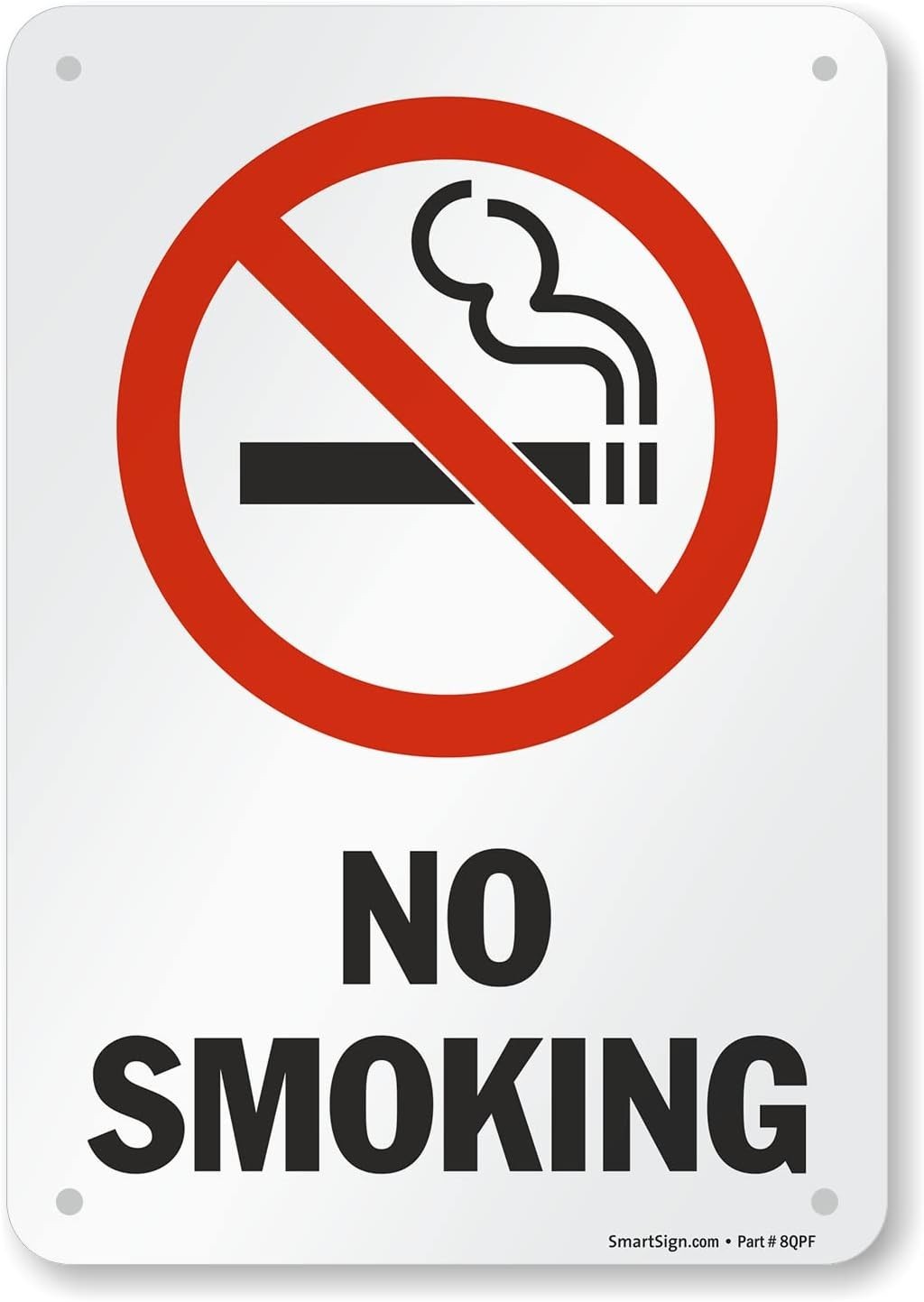 Aluminum Sign, Legend “No Smoking” with Graphic, 10″ high x 7″ wide, Black/Re…