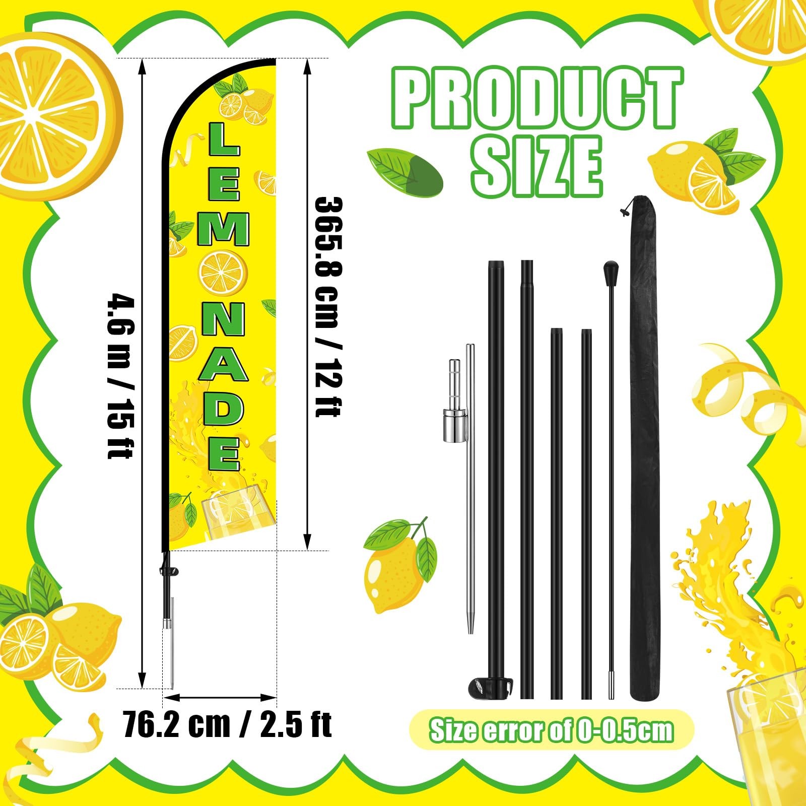Fanfanwin Lemonade Feather Flag with Pole Kit 15 ft Banner Sign for Business …