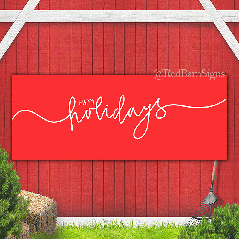 Happy holidays simple red indoor outdoor banner