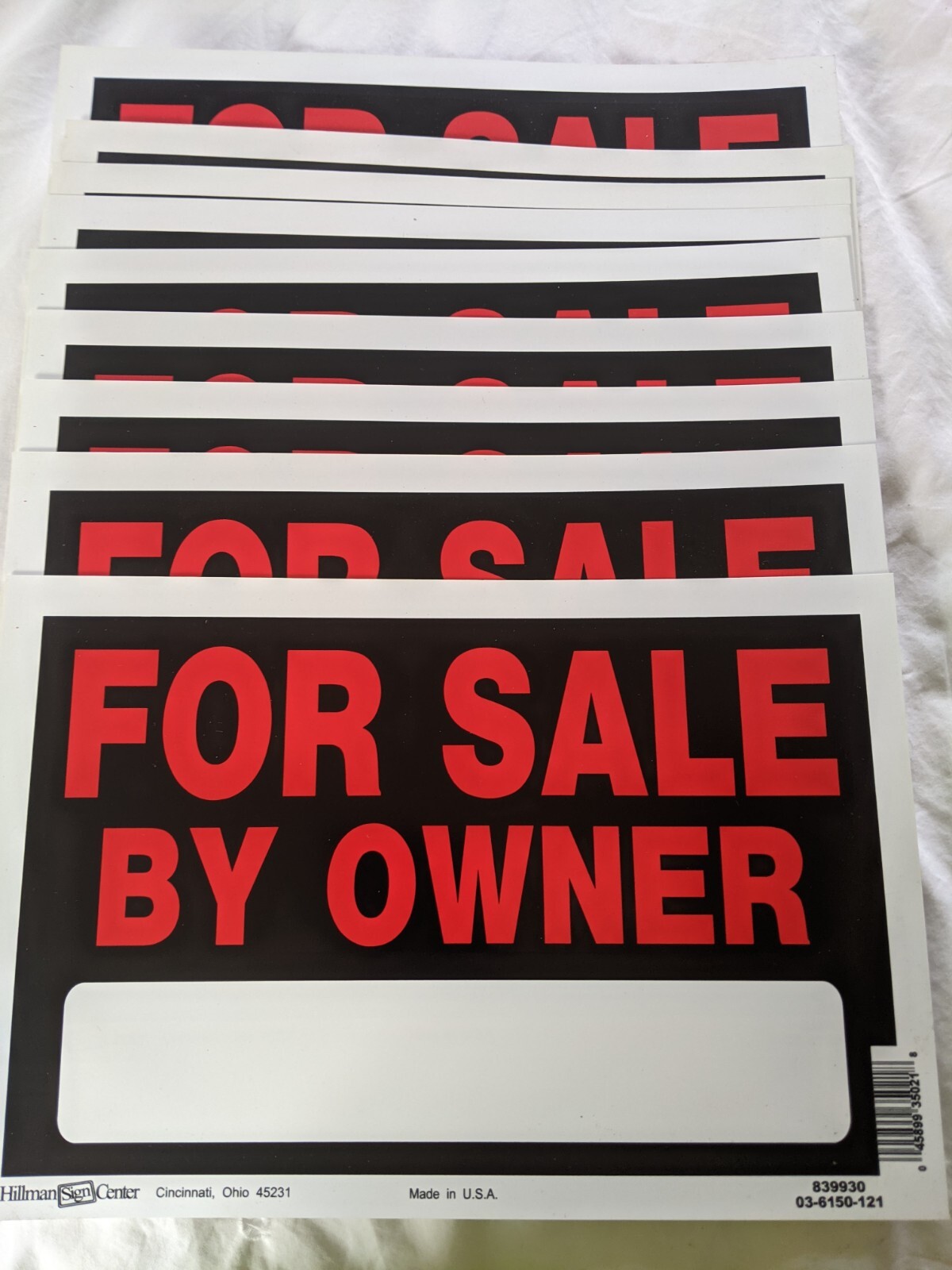 (Lot of 10) For Sale By Owner L 12″ x W 8″ Brand New Waterproof Hillman Signs