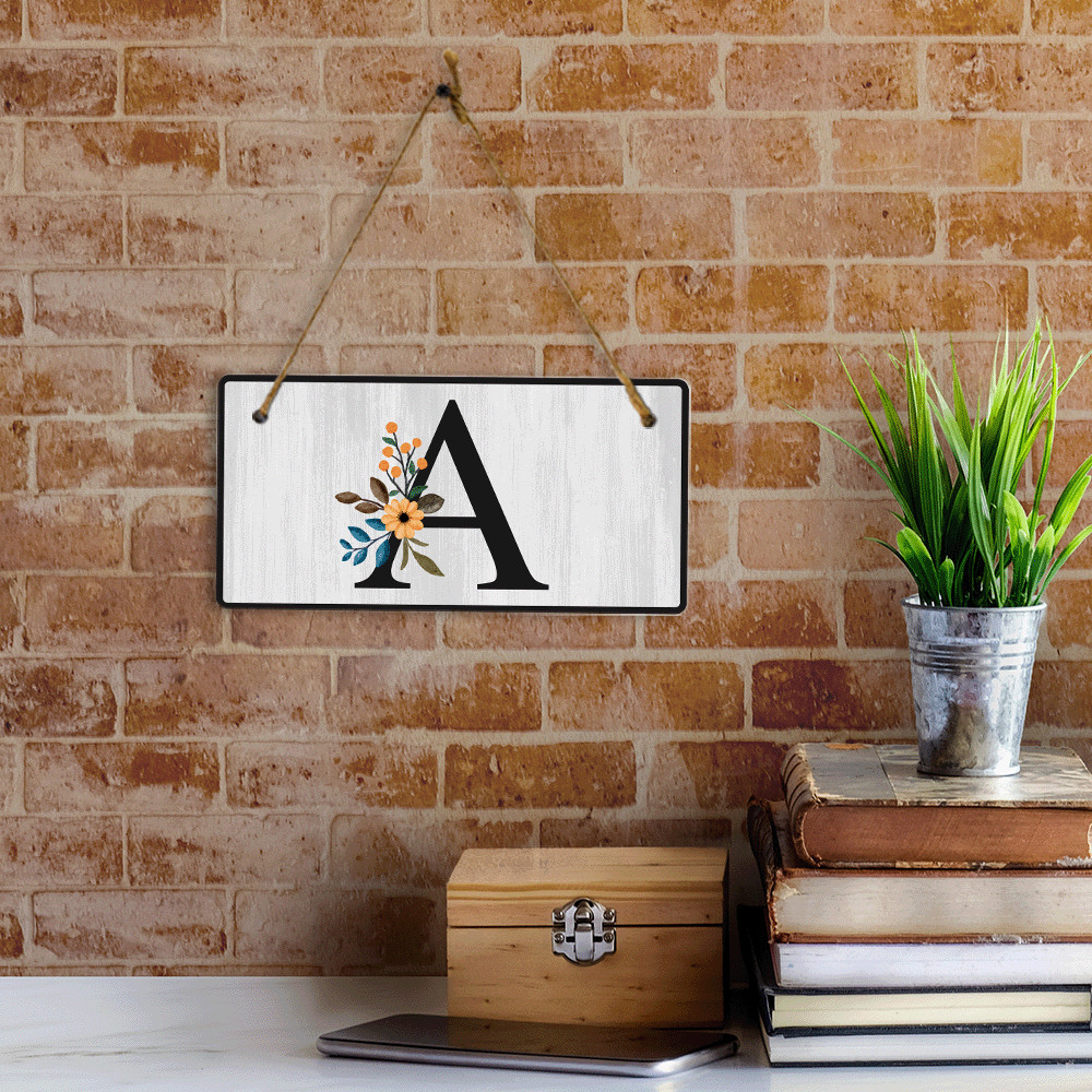 A Flower Decor 5×10 Hanging Wall or Door Sign | Alphabet Letter Room Decoration