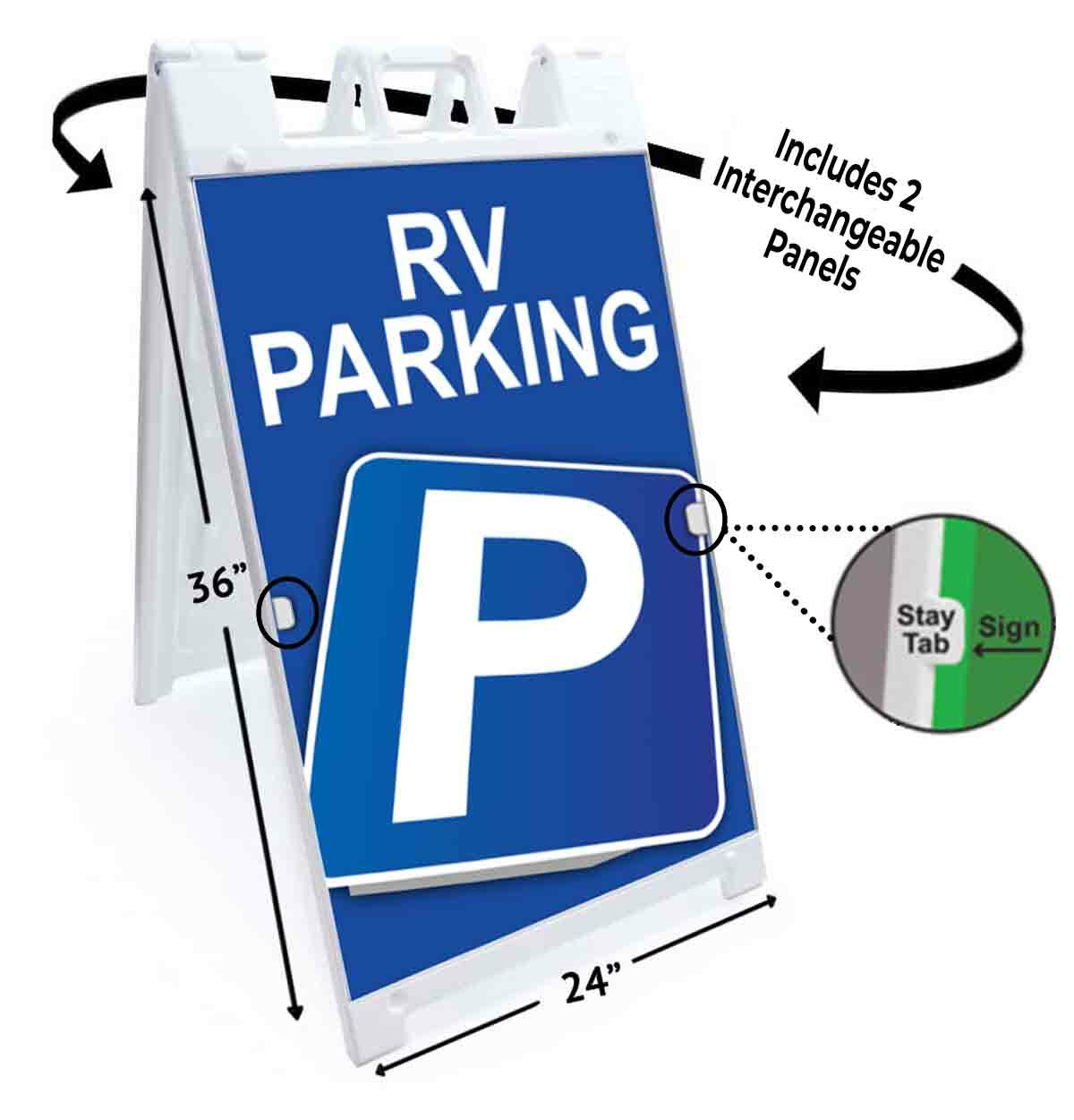 RV PARKING Signicade 24×36 Aframe Sidewalk Sign Banner Decal CAMPERS TRAILERS