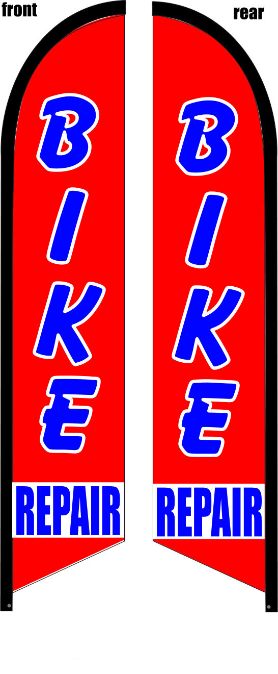 BIKE REPAIR DOUBLE SIDED SWOOPER FEATHER FLAG BANNER SIGN KIT 8373DB
