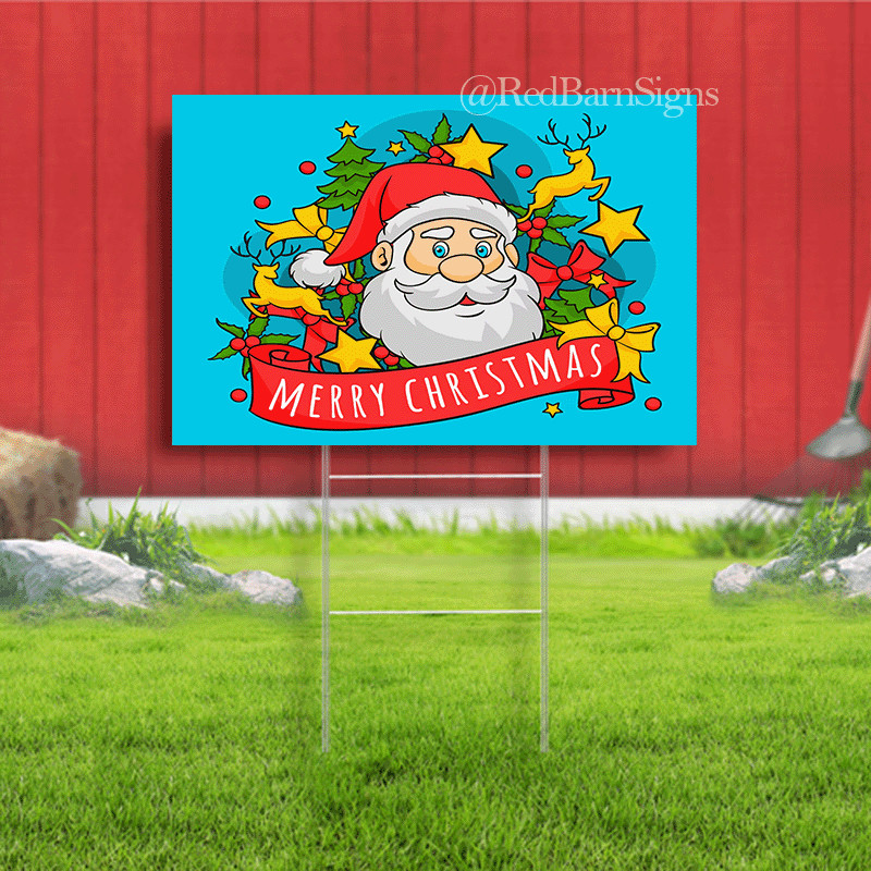 Santa Claus Merry Christmas yard sign