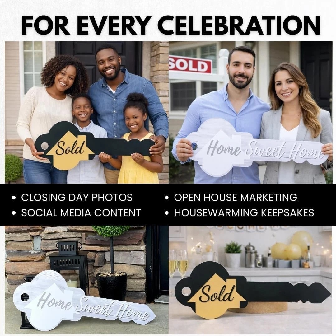 Photo-Ready 30” Sold Sign & ‘Home Sweet Home’ Prop – Realtor Marketing Tool
