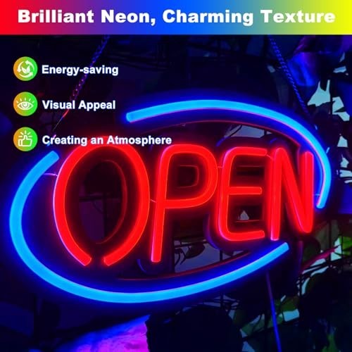 Bright Dimmable LED Open Neon Sign for Business, Store, Bar, Office – 14.17″x7.8