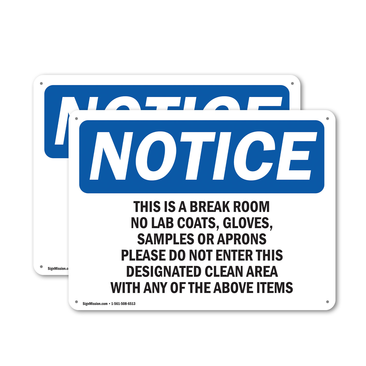 (2 Pack) This Is A Break Room No Lab Coats Gloves OSHA Notice Sign Decal Metal