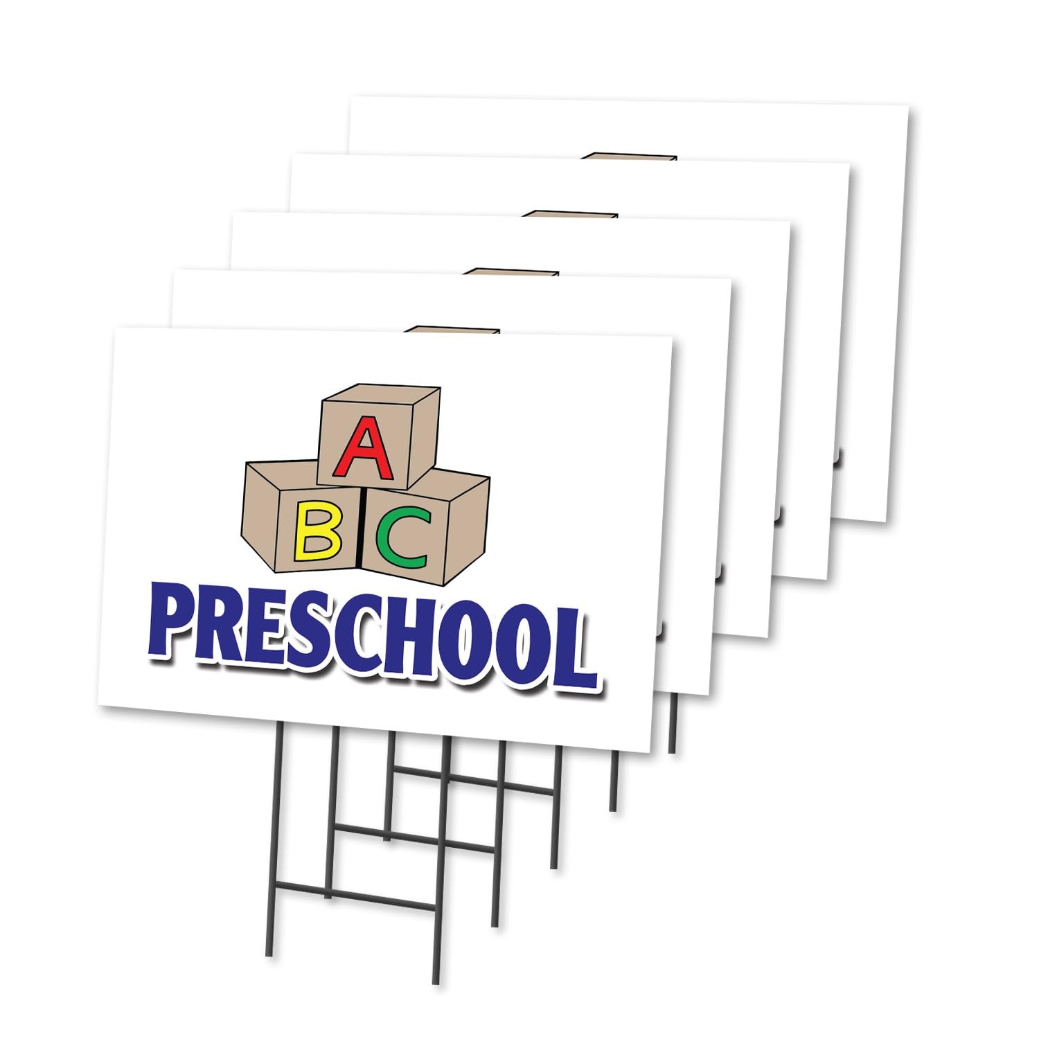 PRESCHOOL 5 Pack Of 12″ x 16″ Yard Sign & Stake | Advertise Your Business | S…