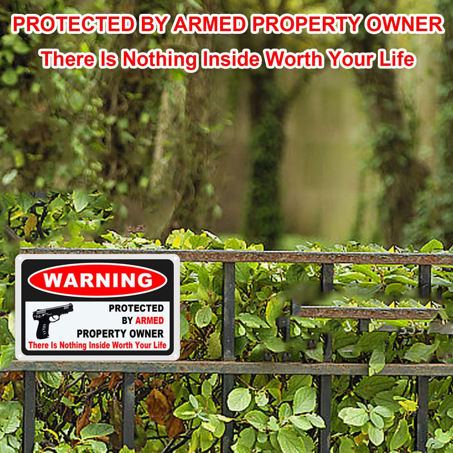 Seept 3Pack Gun Sign for Home Security 10×7 inch Warning Signs for Home Prope…