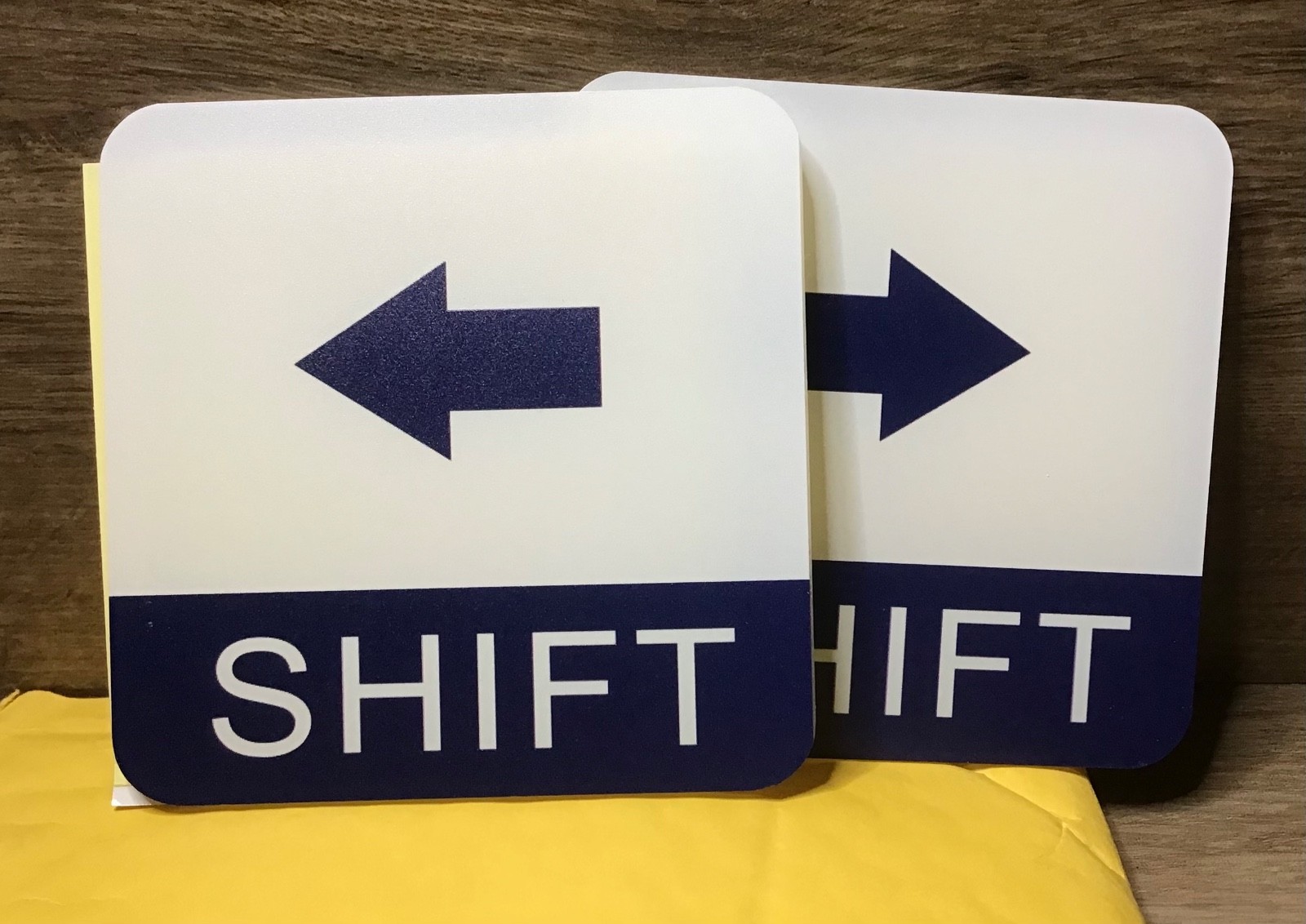 2pc 4″X4″ SHIFT Adhesive Door Acrylic Signs Set Blue/White