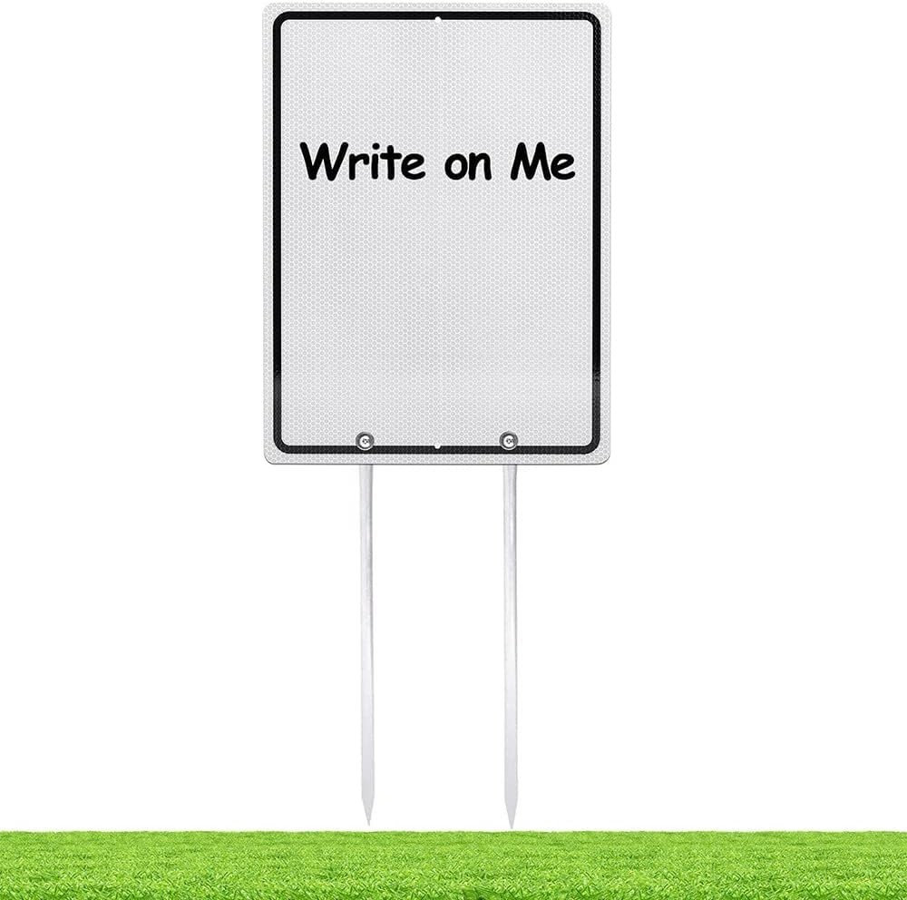Reusable Blank Yard Sign Reflective Aluminum 15.8×11.8 Inch With 14 In Stake
