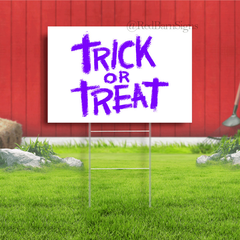 Trick or treat simple white background Halloween yard sign