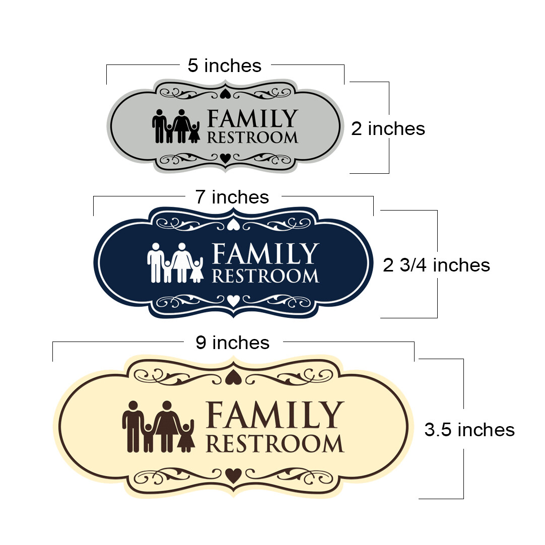 Signs ByLITA Designer Family Bathroom Restroom Wall or Door Sign
