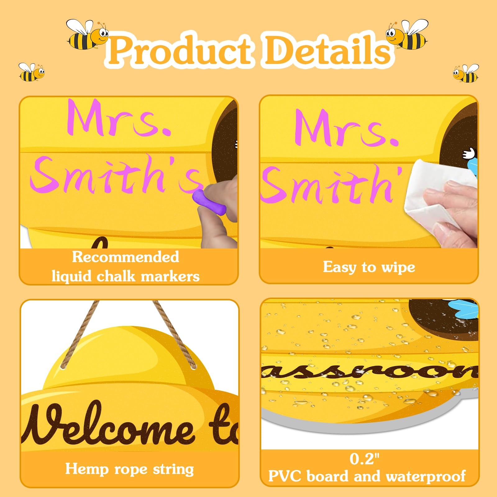 Welcome Sign for Classroom – 10”x11.8” Personalized Welcome to Our Class Si…