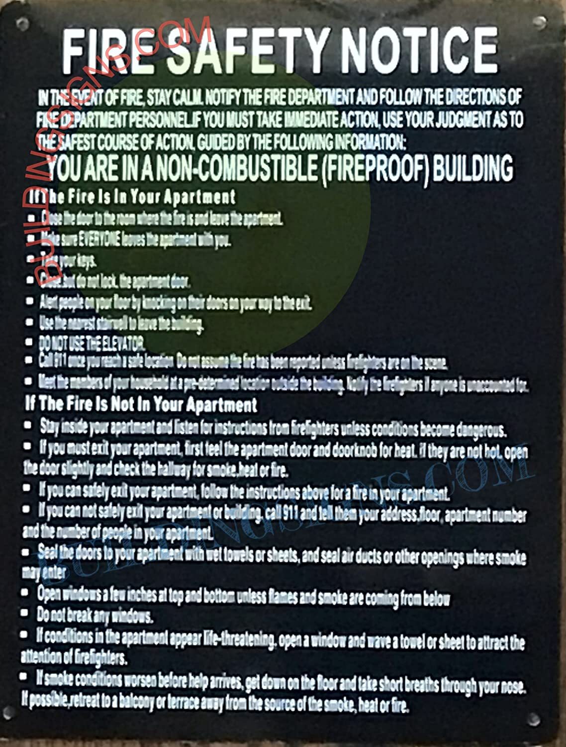Hpd Fire Safety Notice: FIRE PROOF BUILDING FOR LOBBY (BLACK,8.5×11)-REF24-1027