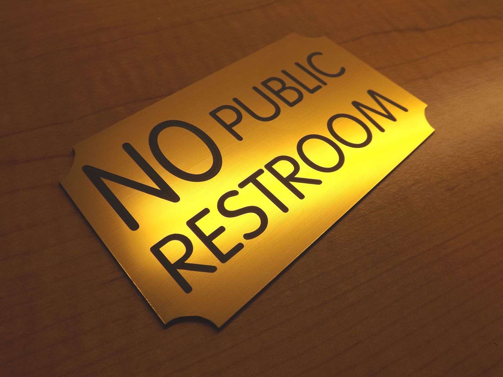 Engraved NO PUBLIC RESTROOM Gold Door Sign | Office Wall Plaque Restaurant Plate