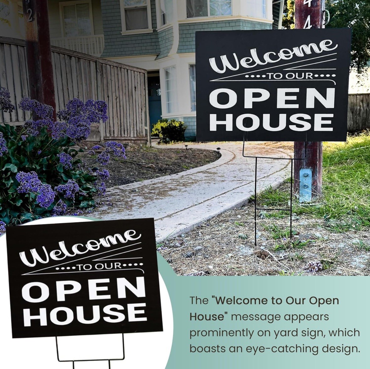Open House Real Estate Signs – 18×24” 4 Pack Set Double Sided