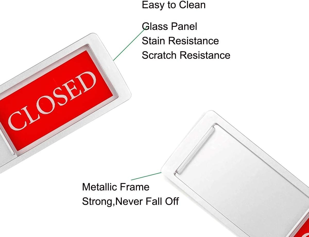 Open Closed Sign for Business Door, Open Signs privacy Slide Door Sign Indica…