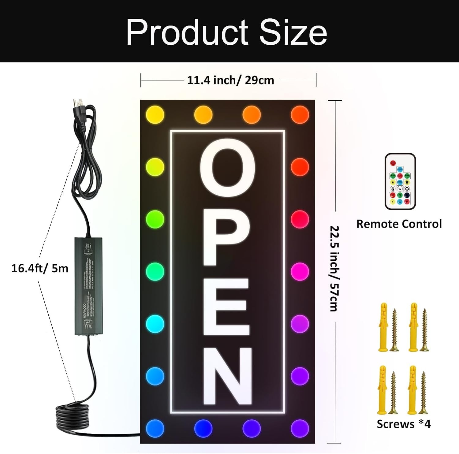 Vibrant Waterproof LED Open Sign – Color Changing RGB for Outdoor Business Use