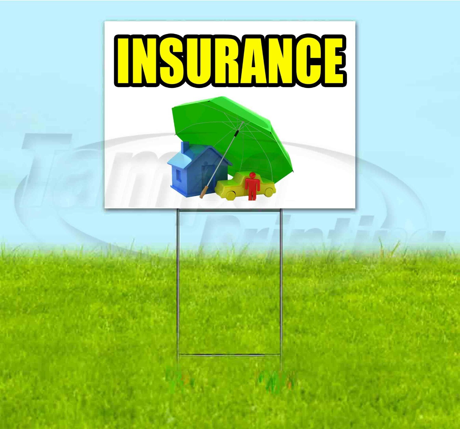 INSURANCE 18×24 Yard Sign WITH STAKE Corrugated Bandit USA BUSINESS DEALS