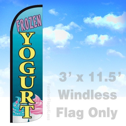 FROZEN YOGURT – Windless Swooper Flag Feather Banner Sign 3’x11.5′ – bq
