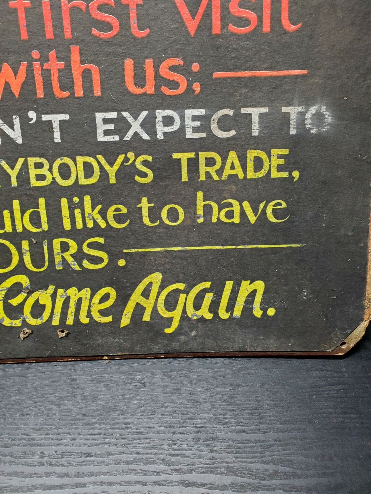 Vintage Please Come Again Sign / Masonite