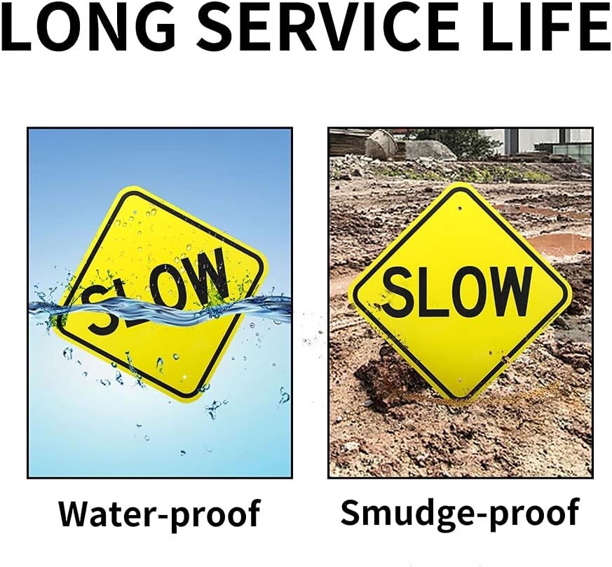 Slow Sign -12″x 12″ – .040 Aluminum Reflective Sign Rust Free Aluminum-UV Yellow