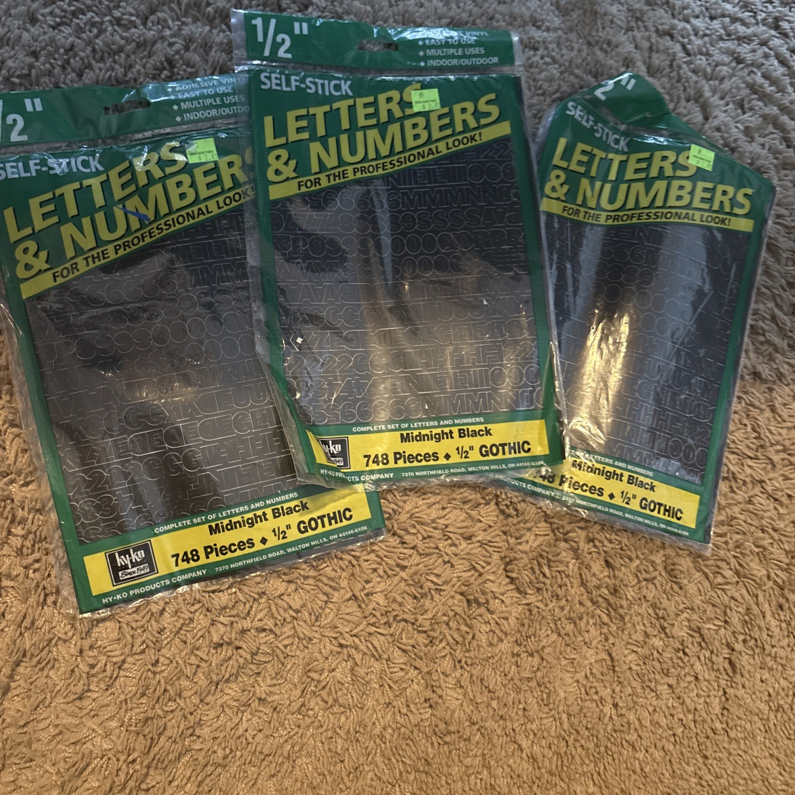 3 Packs – HY-KO Self-Stick Numbers & Letters DIY Lettering 748 PC Set 1/2”