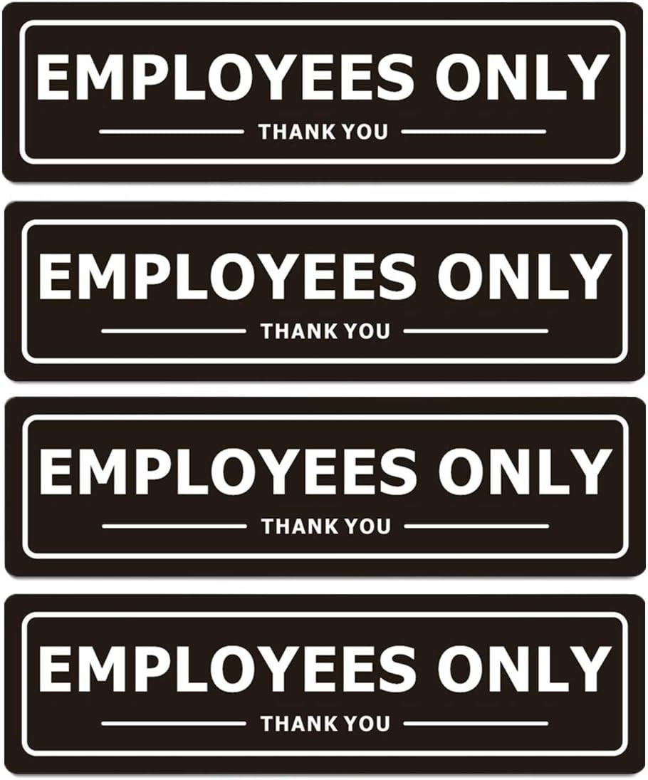 Employees Only Sign for Office Business Door Aluminum Metal Black White Signs fo