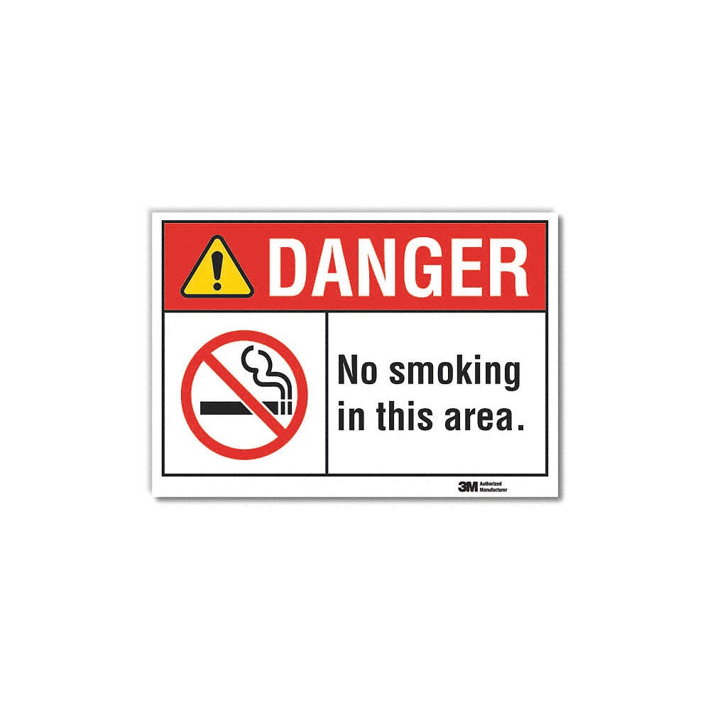 LYLE LCU4-0171-RD_5x3.5 No Smoking Danger Rflctv Label,3.5inx5in 48WP03
