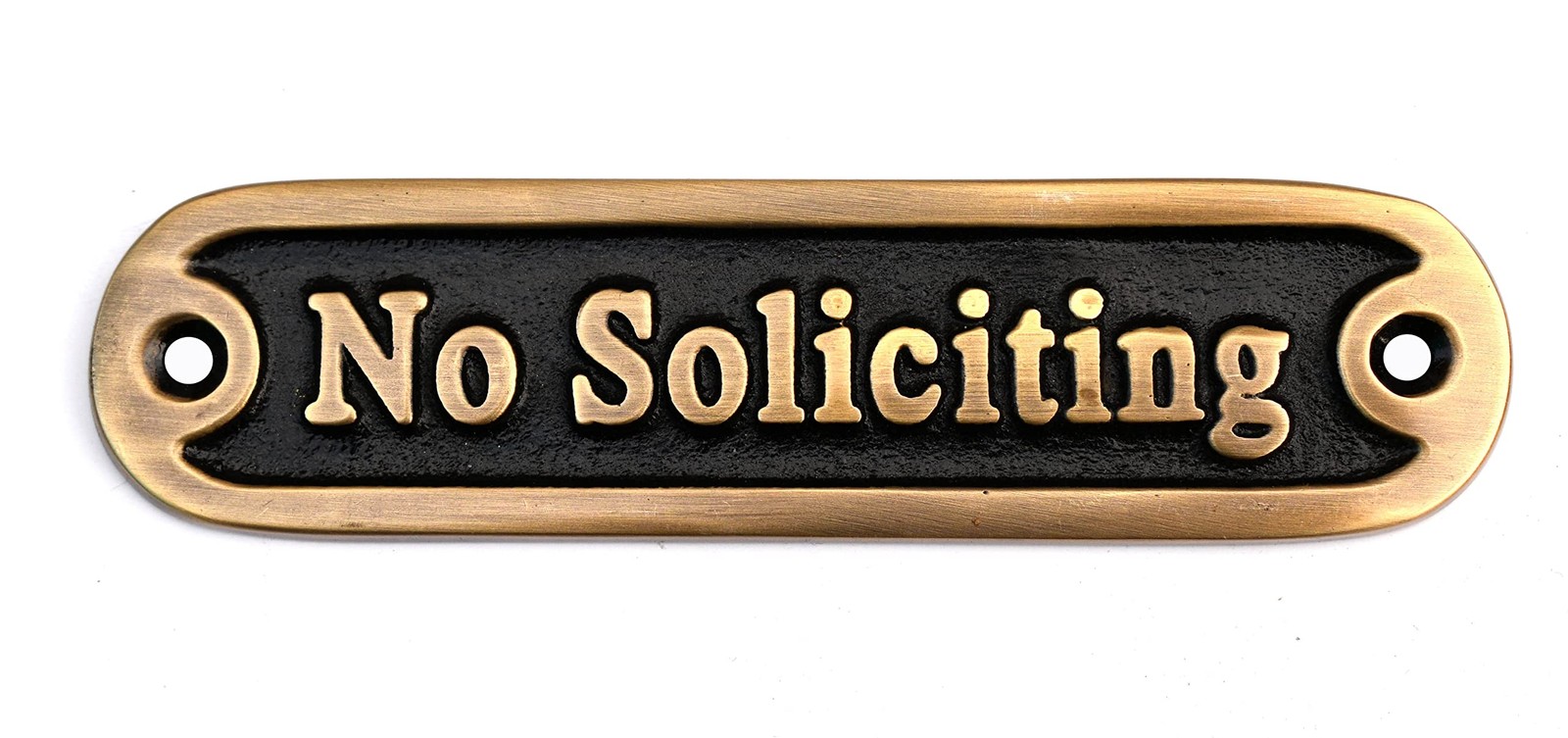Brass No Soliciting Thank You Sign 5″ – Solid Brass Wall Plaque – No Soliciting