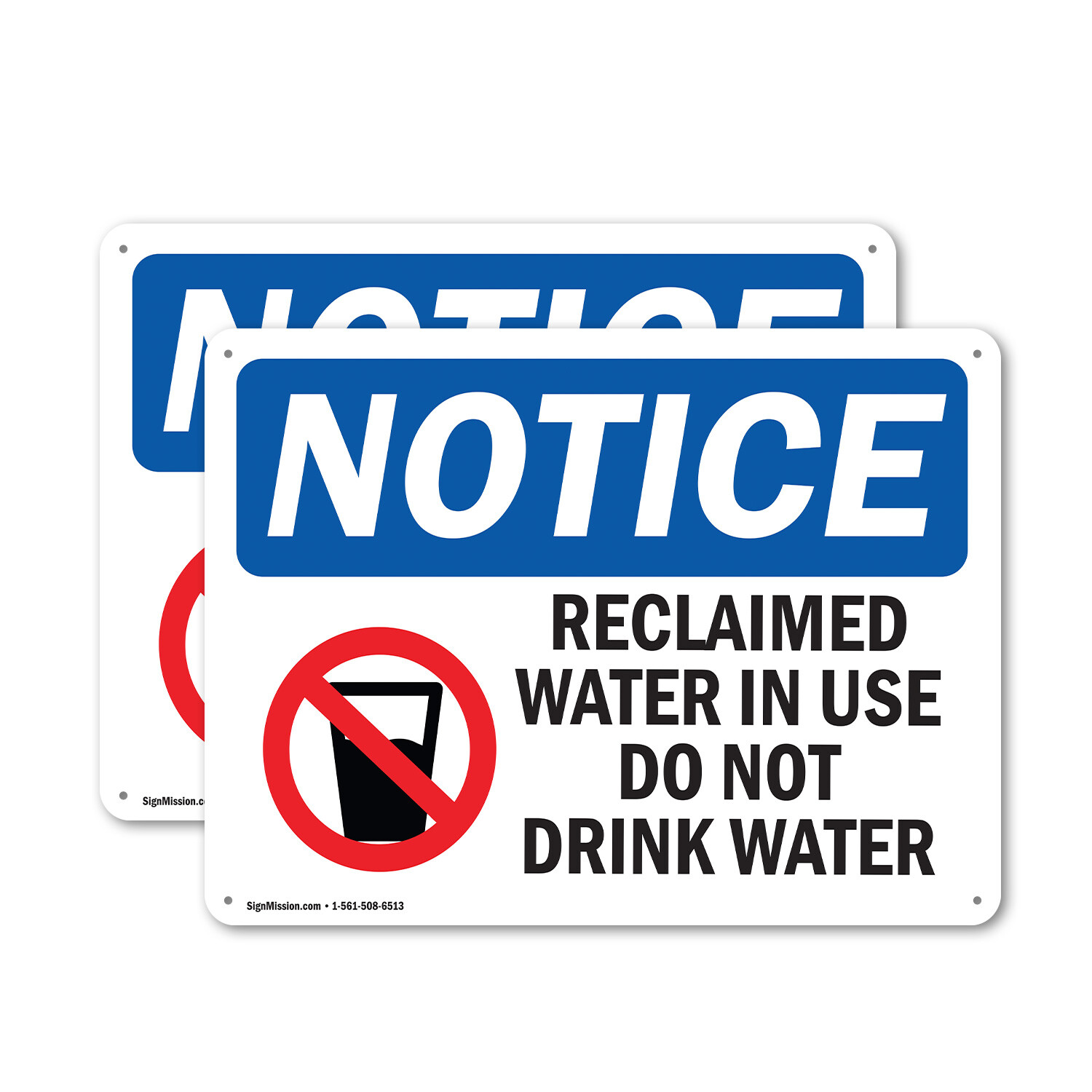 (2 Pack) Reclaimed Water In Use Do Not OSHA Notice Sign Decal Metal Plastic