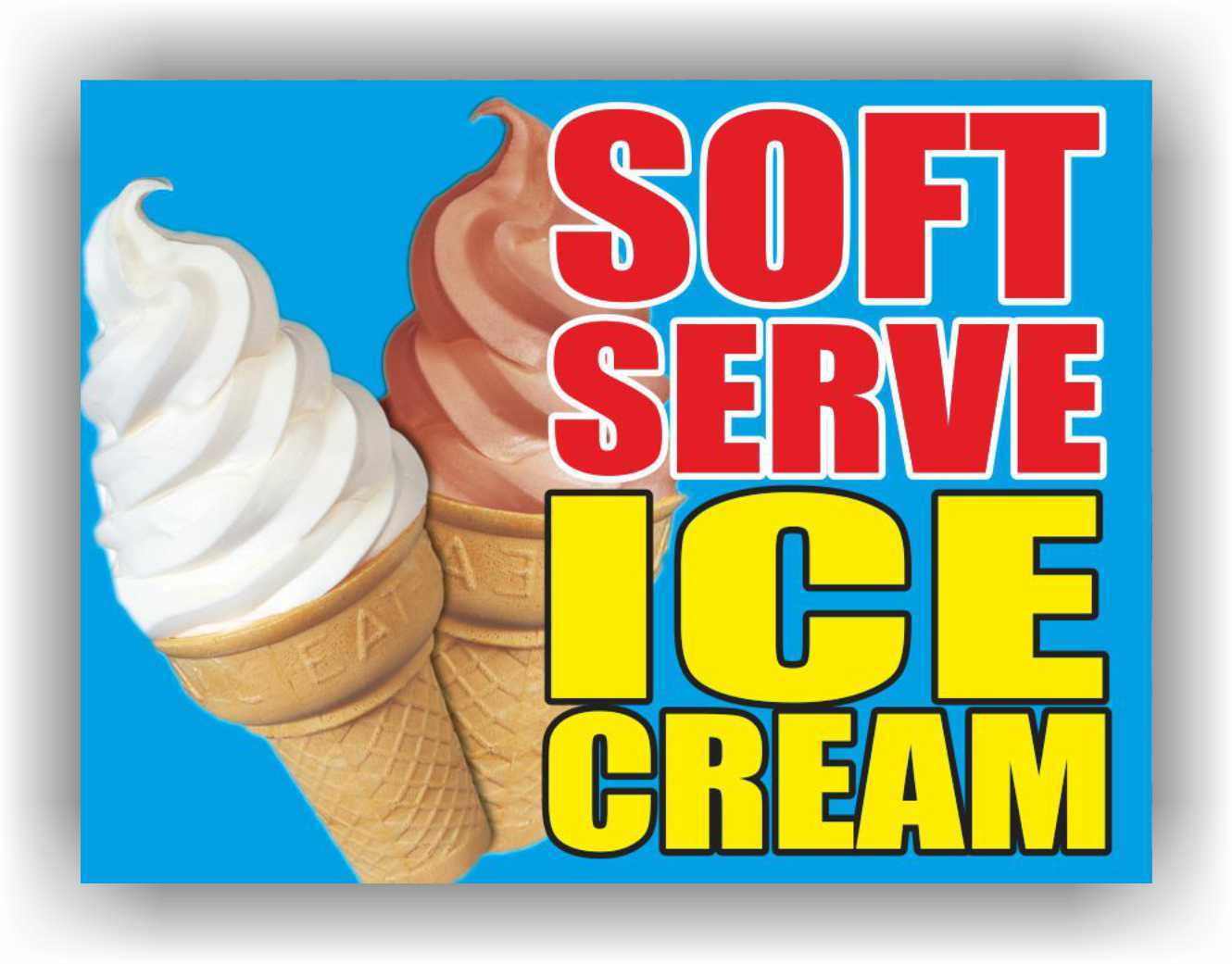 SOFT SERVE ICE CREAM Yard Sign Corrugate Plastic with H-Stakes Cone Cold Flavor