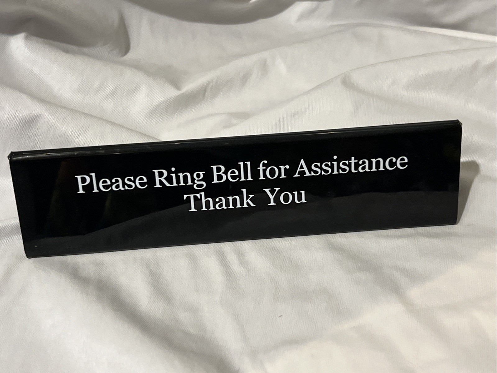 Please Ring Bell Sign for Inside Desk Double-Sided Receptionist Table Black 8”
