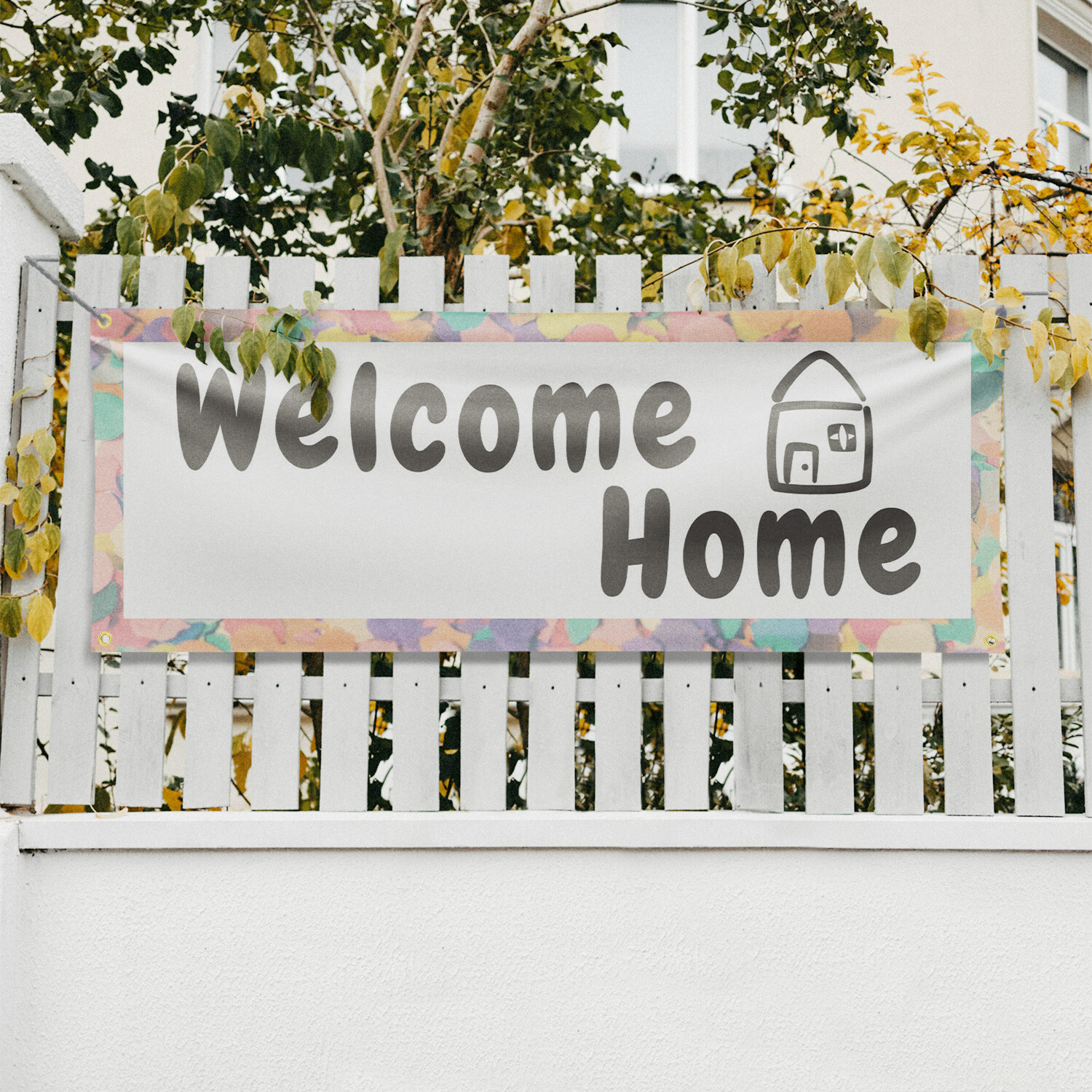 Welcome Home Vinyl Banner Sign with Metal Grommets Heavy-Duty Single-Sided