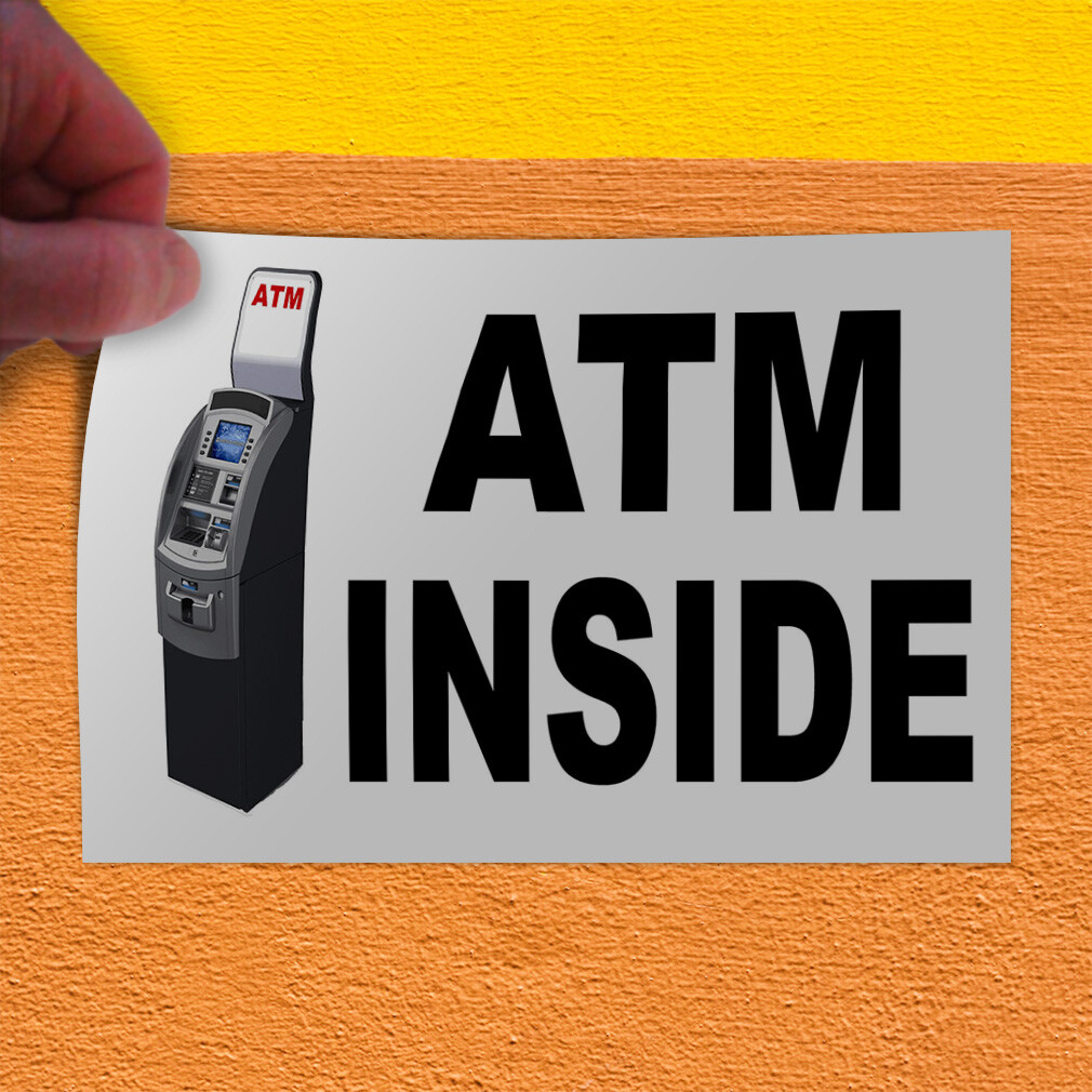 Decal Stickers Atm Inside with Atm Machine Vinyl Store Sign Label Business