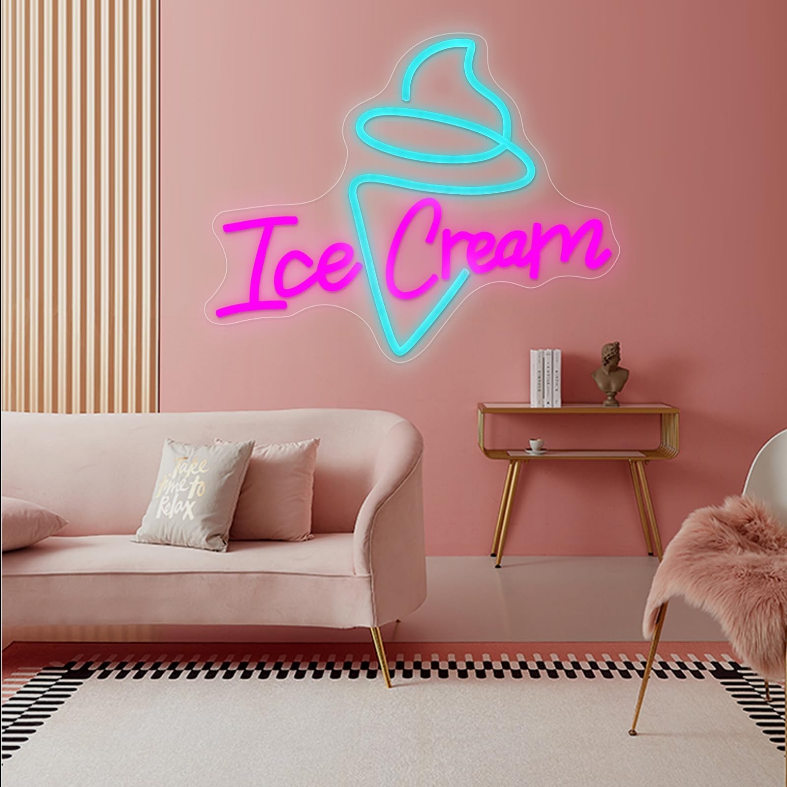 Ice Cream Neon Sign – Dimmable USB Ice Cream Letter Neon Light Up Signs for B…