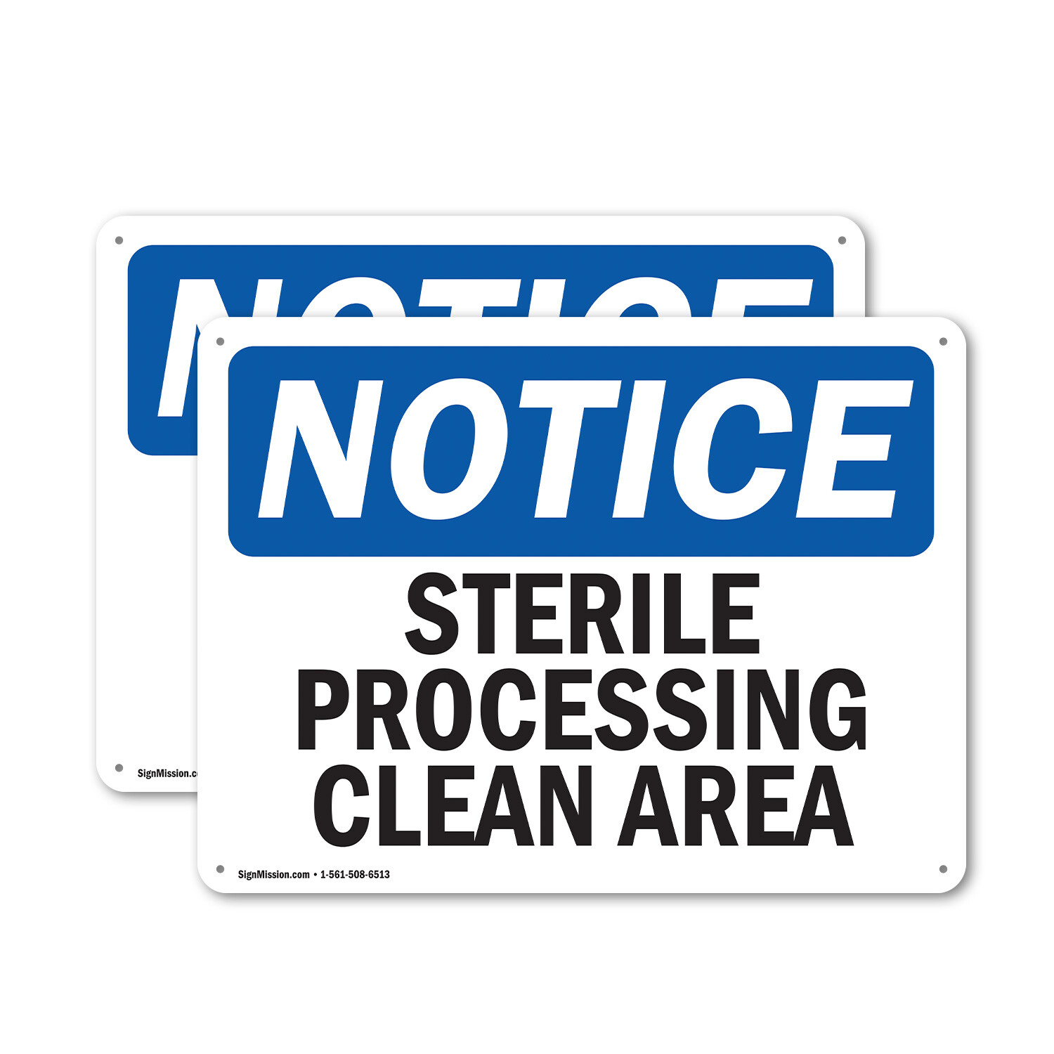 (2 Pack) Sterile Processing Clean Area OSHA Notice Sign Decal Metal Plastic