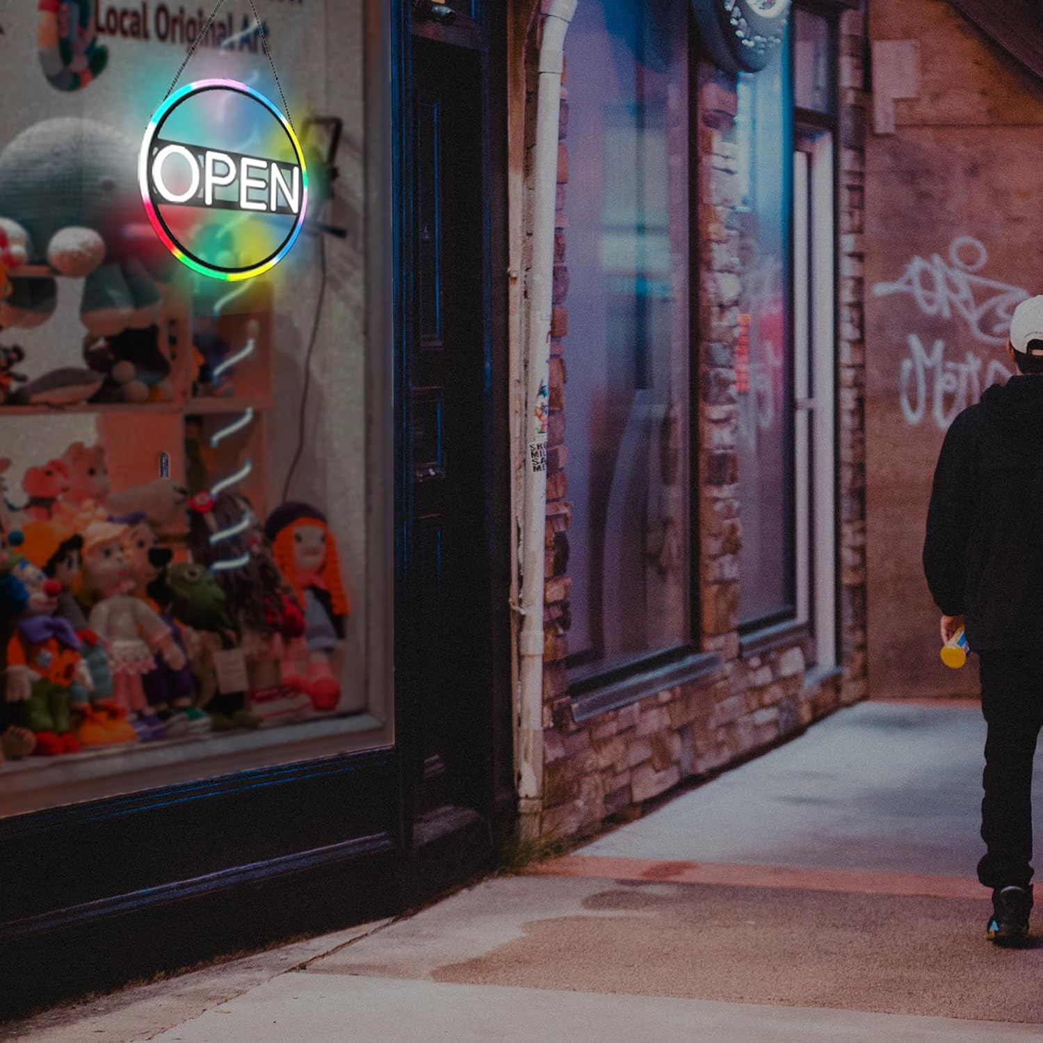 LED Neon Open Sign – 16″ Multicolor Light for Business & Retail Storefronts