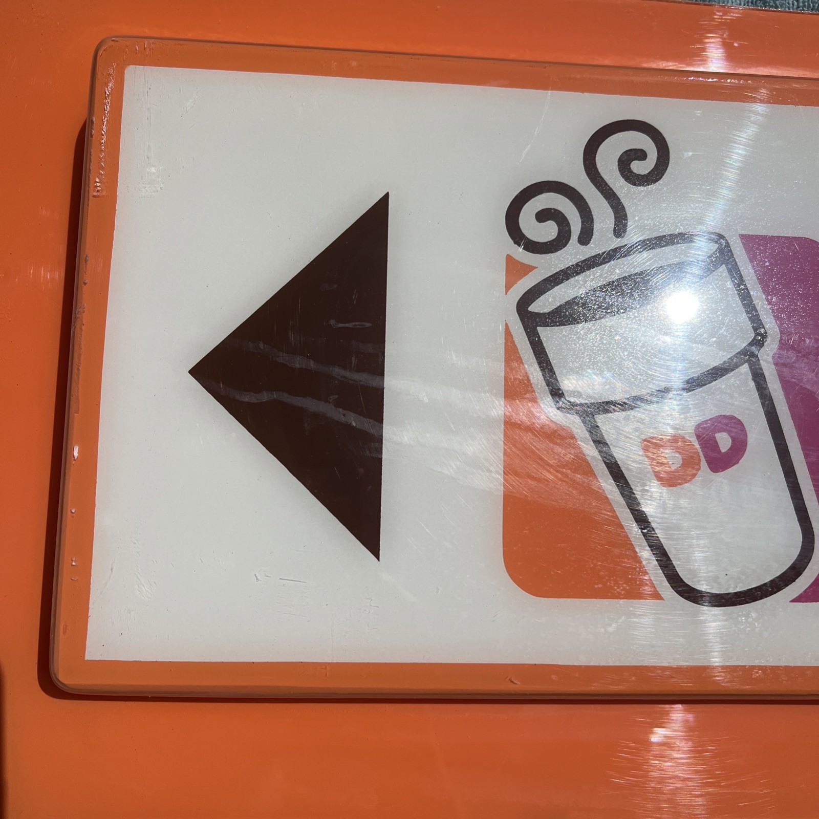 Dunkin Donuts Drive Thru Coffee Cup Directional Exit Left Arrow Sign Panel OEM
