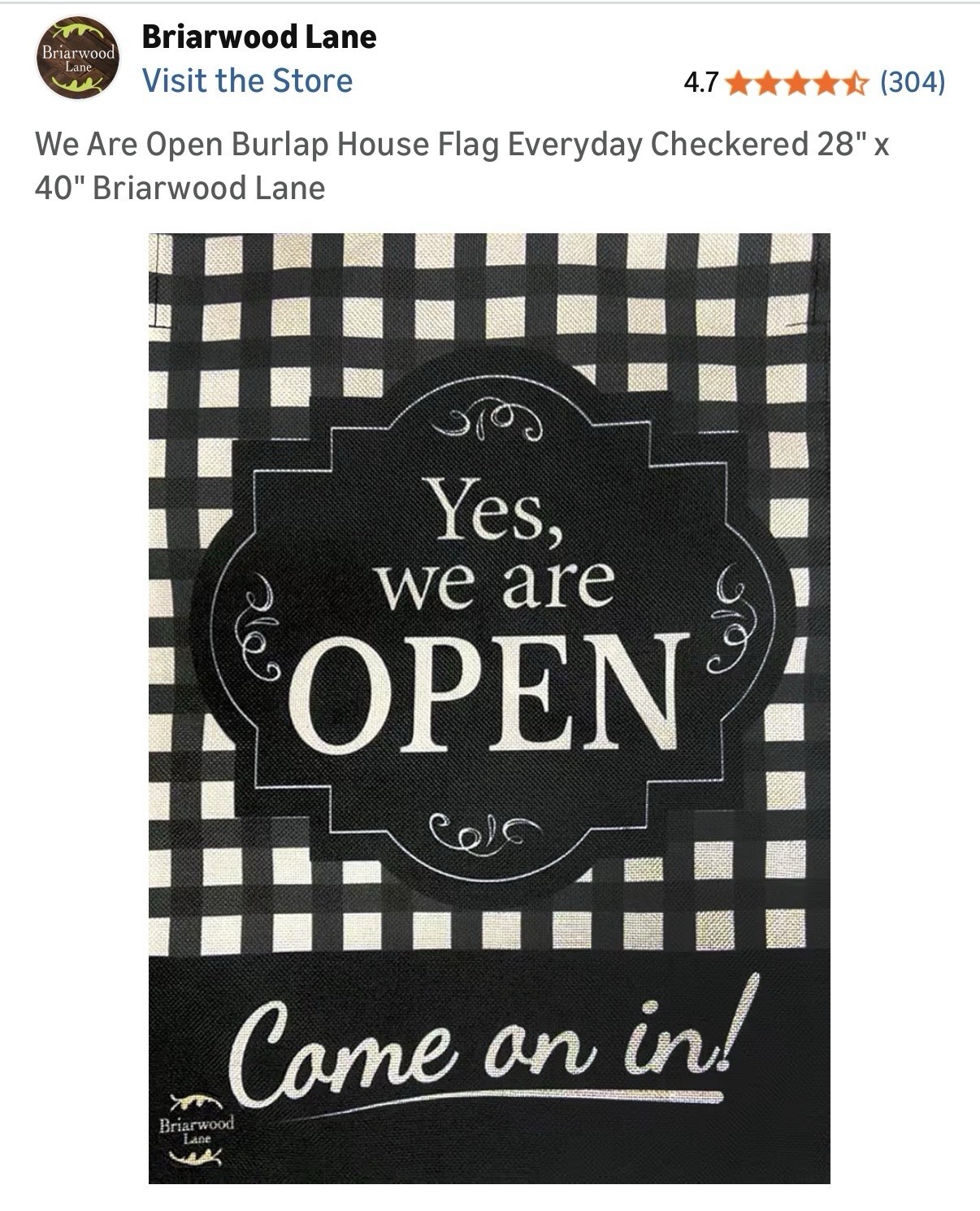 Briarwood Retail Farmhouse Style Open Flag