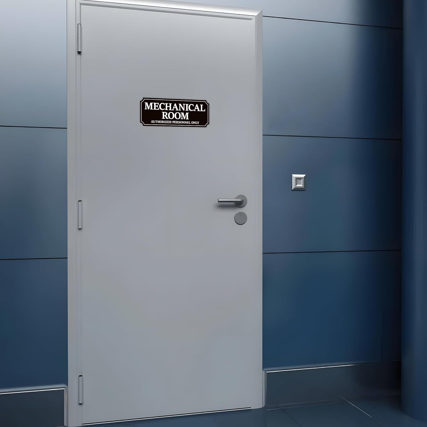 Mechanical Room Door Sign, Self-Adhesive Durable Fade Resistance Black and White