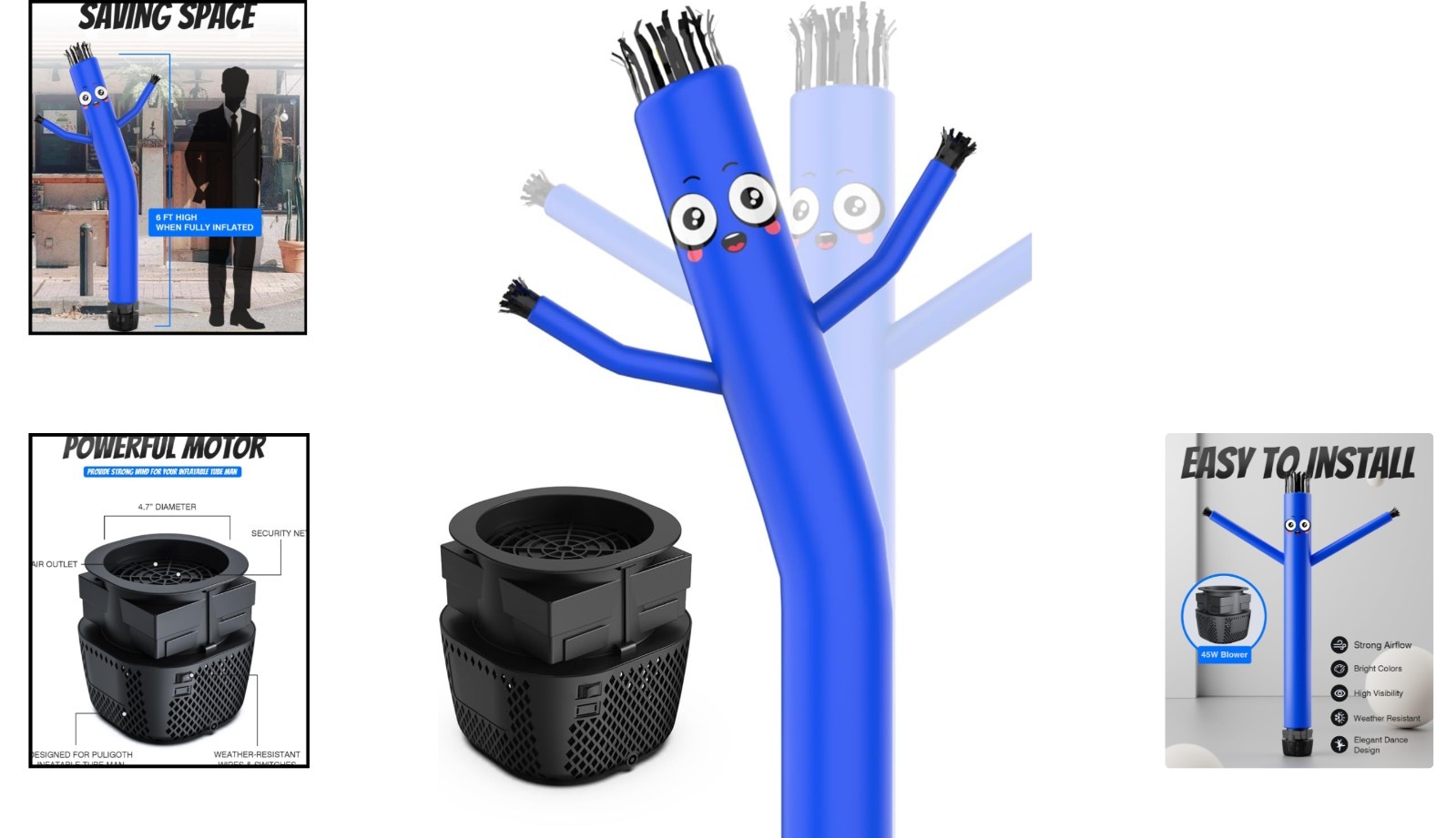 Puligoth 6 Ft Inflatable Tube Man With Blower Blue