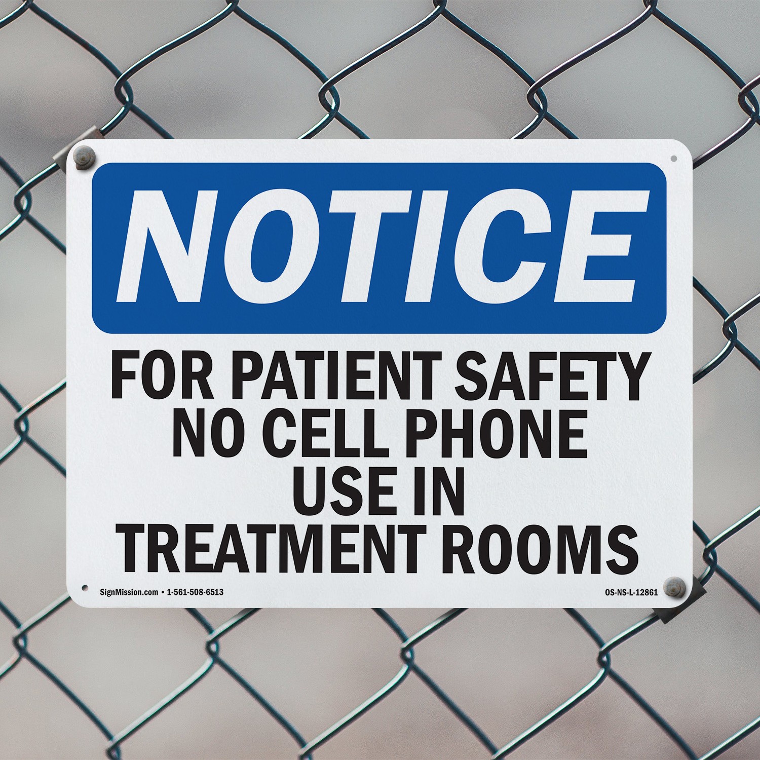 For Patient Safety No Cell Phone Use In OSHA Notice Sign Or Decal – 5 or 10 Pack