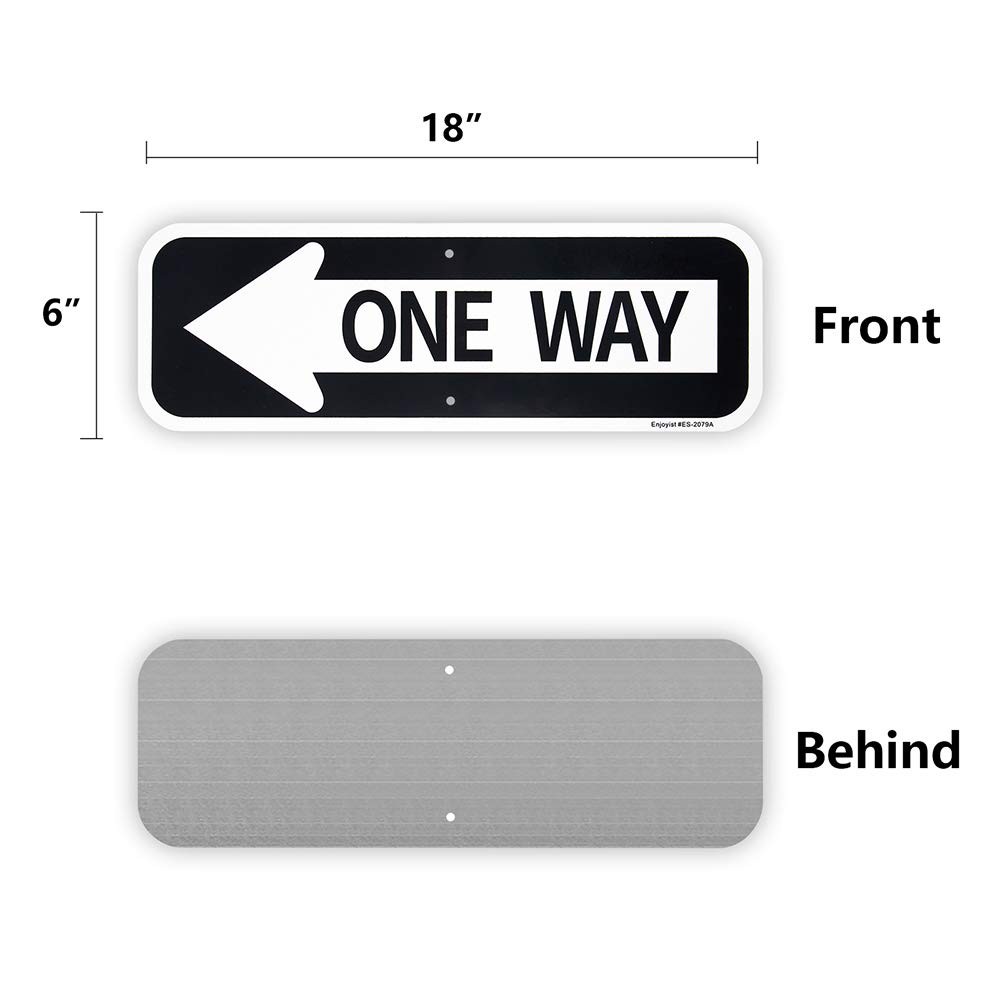 2-Pack Large One Way with Left Arrow Sign 18″x 6″ .04″ Aluminum Reflective Si…