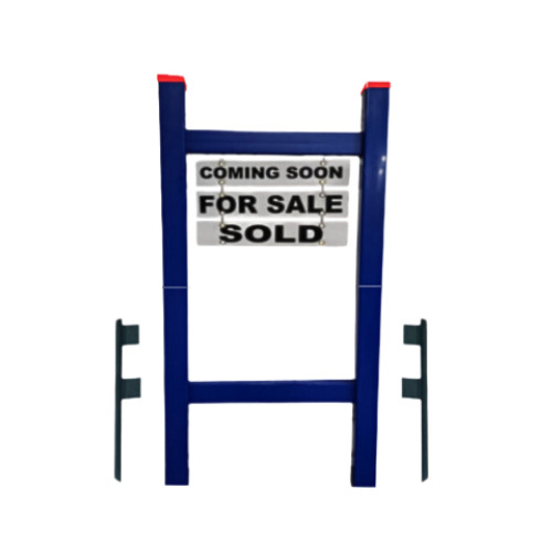 Real Estate Double 3 Piece Yard Sign Post 3 Riders Double Sided & Grommets-Blue