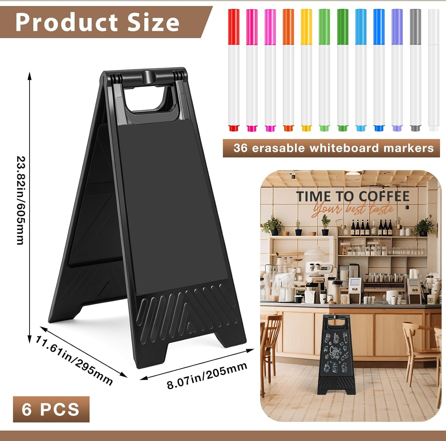 6 Pack a Frame Sandwich Board Sign with Dry Erase Surface Double Sided Sidewalk