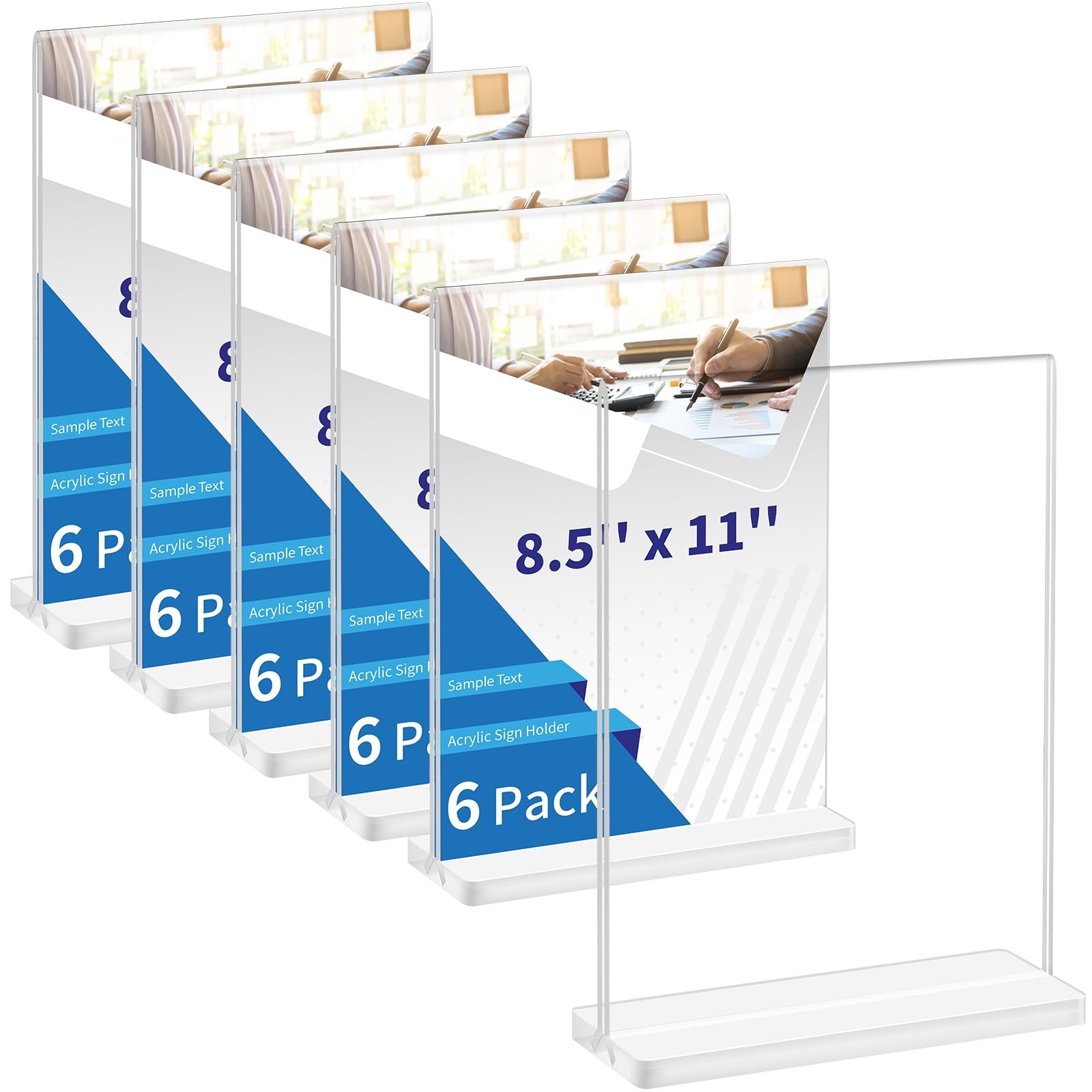 8.5 x 11 Acrylic Sign Holder, 6 Pack Double Sided Clear 6 Pack-8.5×11,