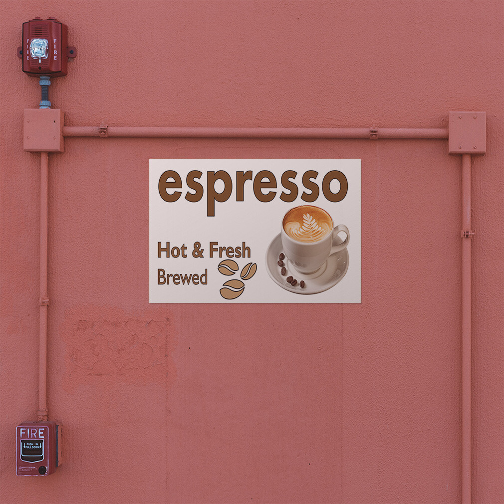 Decal Stickers Espresso Hot& Fresh Brewed B Vinyl Store Sign Label