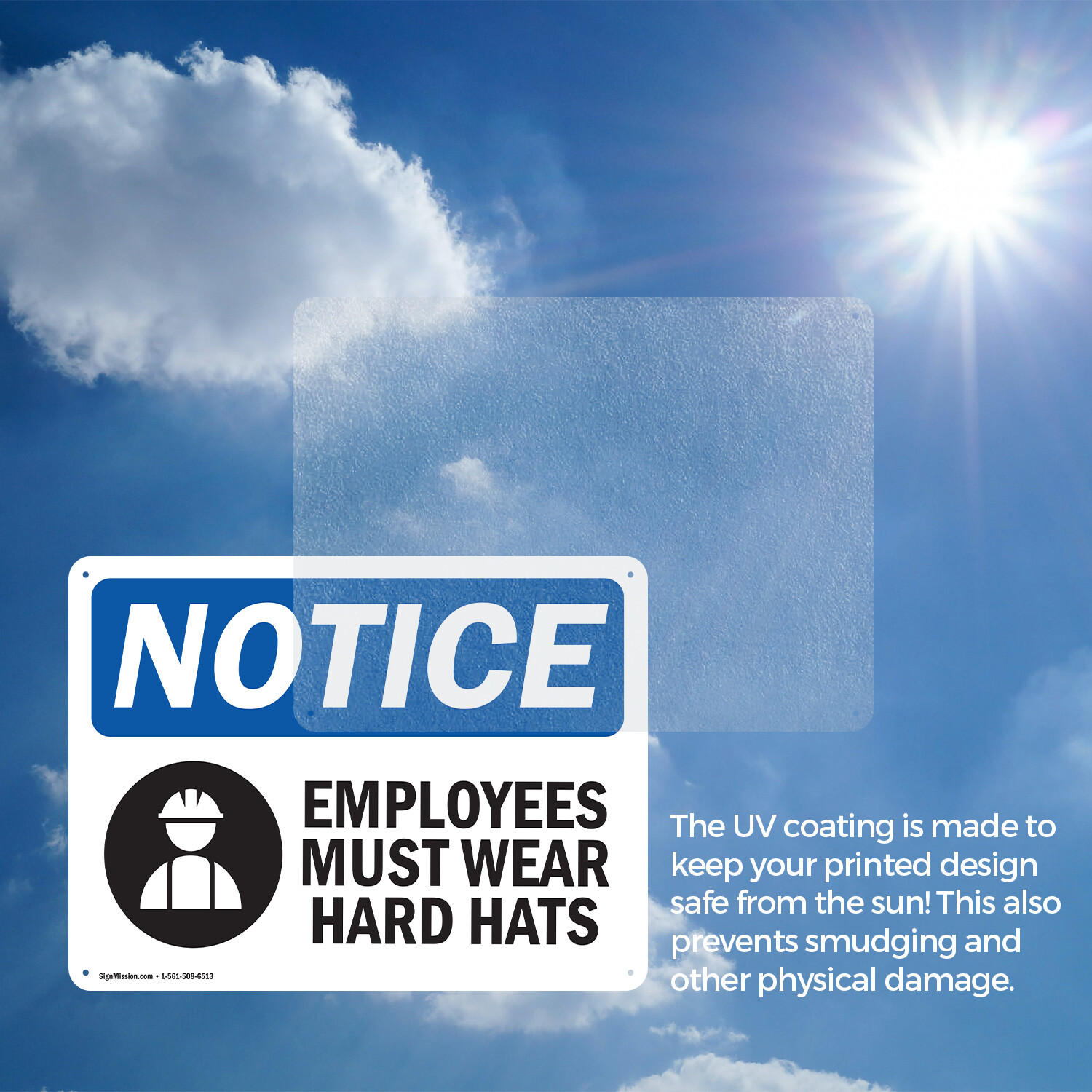 (2 Pack) Employees Must Wear Hard Hats OSHA Notice Sign Decal Metal Plastic